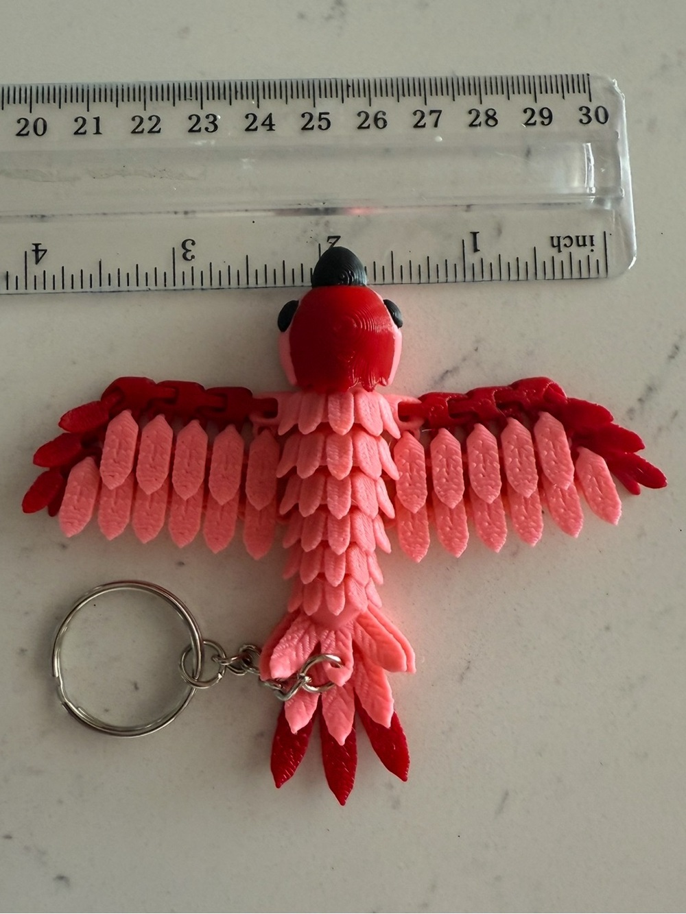 Pink & Red Parrot Keychain - Cute Bird Accessory - Picture 3 of 4